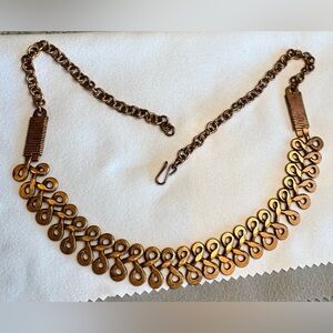 Vintage Copper Chainmail Statement Bib Choker Necklace